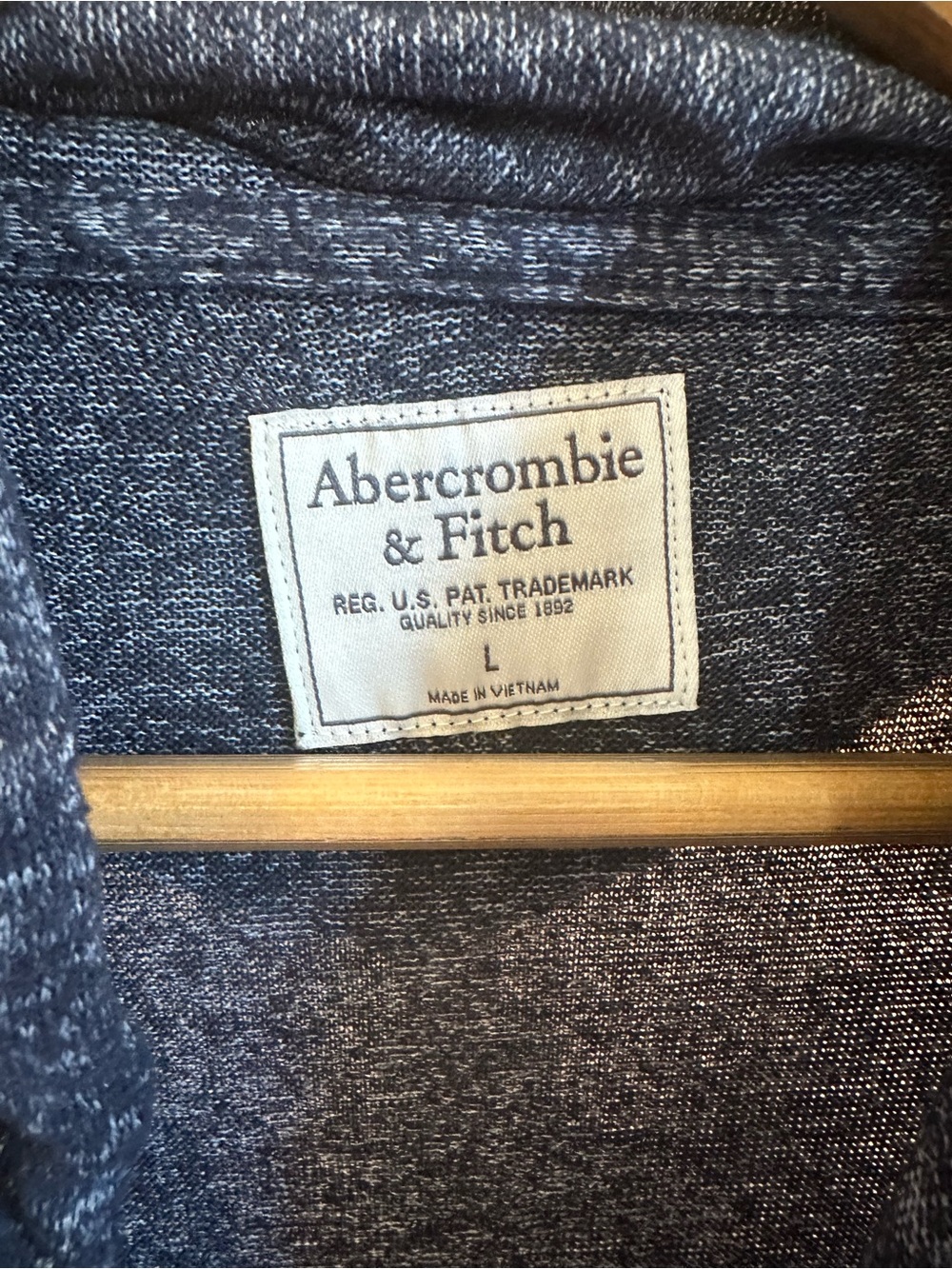 Abercrombie & Fitch Men's Heather Navy Marled Hoodie Long-Sleeve Pullover - Picture 3 of 4
